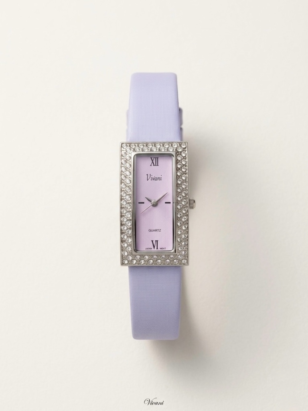 ⭐️2/50$ Vivani Lavender Crystal-Accent Rectangular Women's Watch